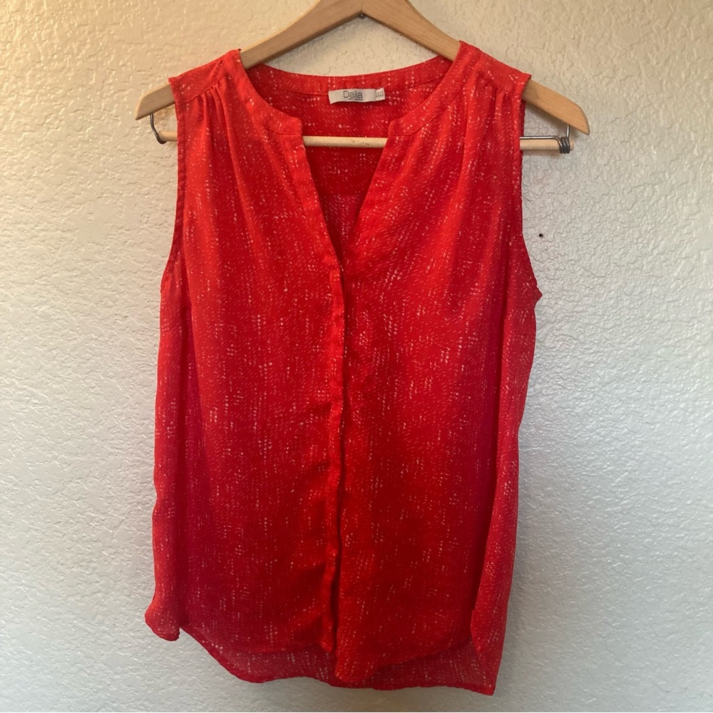 Dalia Vibrant Red Textured Blouse Button up Blouse.